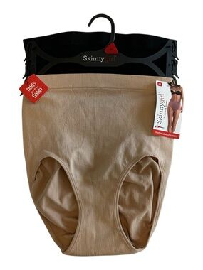 NWT Skinnygirl 2pk. Seamless Shape Brief Panties Women SZ M 6/8 in Nude Black